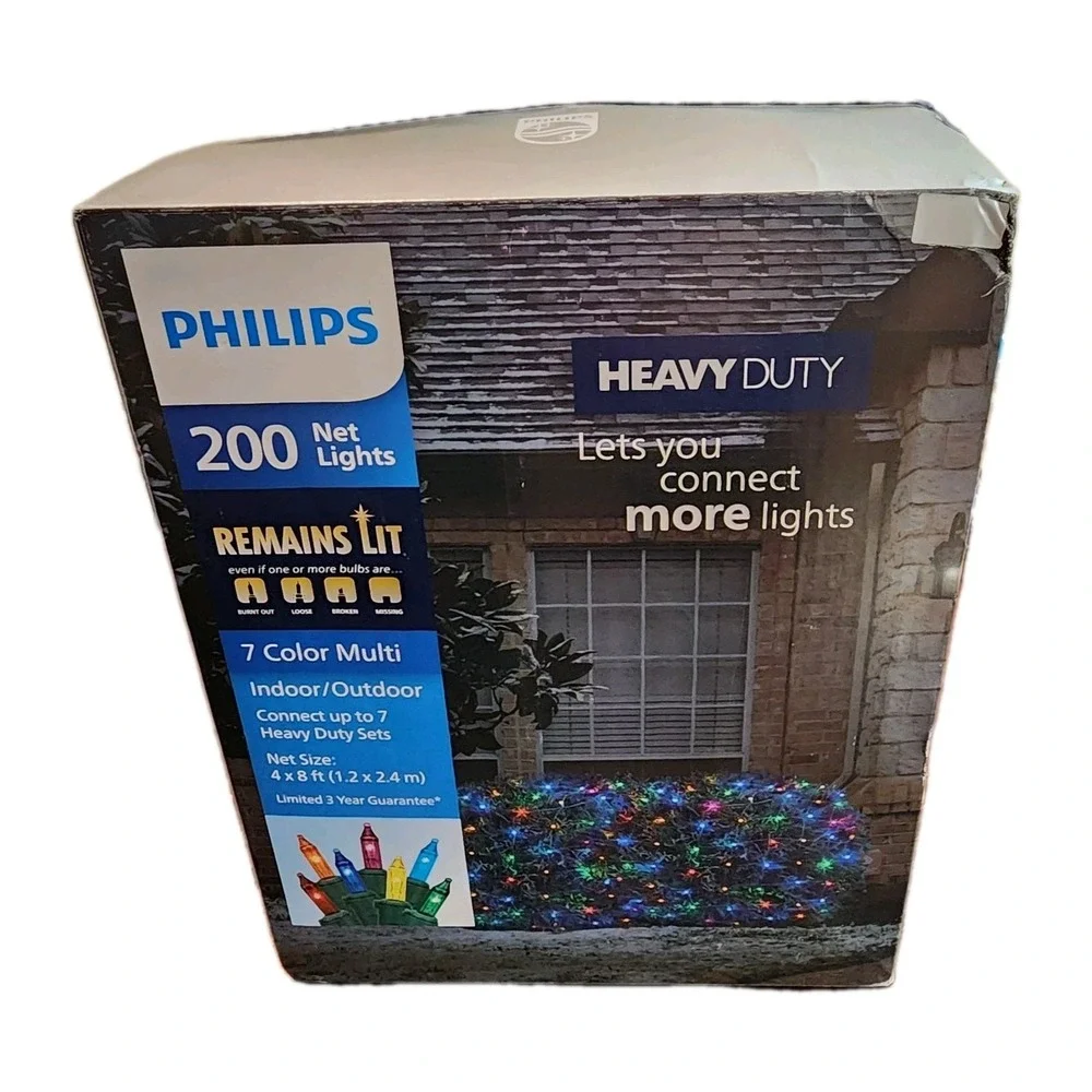 Philips 200ct 4' x 8' Heavy Duty Net Lights Color W/ Green Wire Indoor & Outdoor